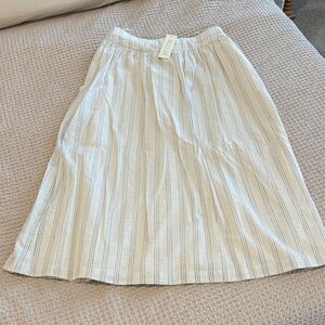 Roolee Cream Striped Midi Skirt
